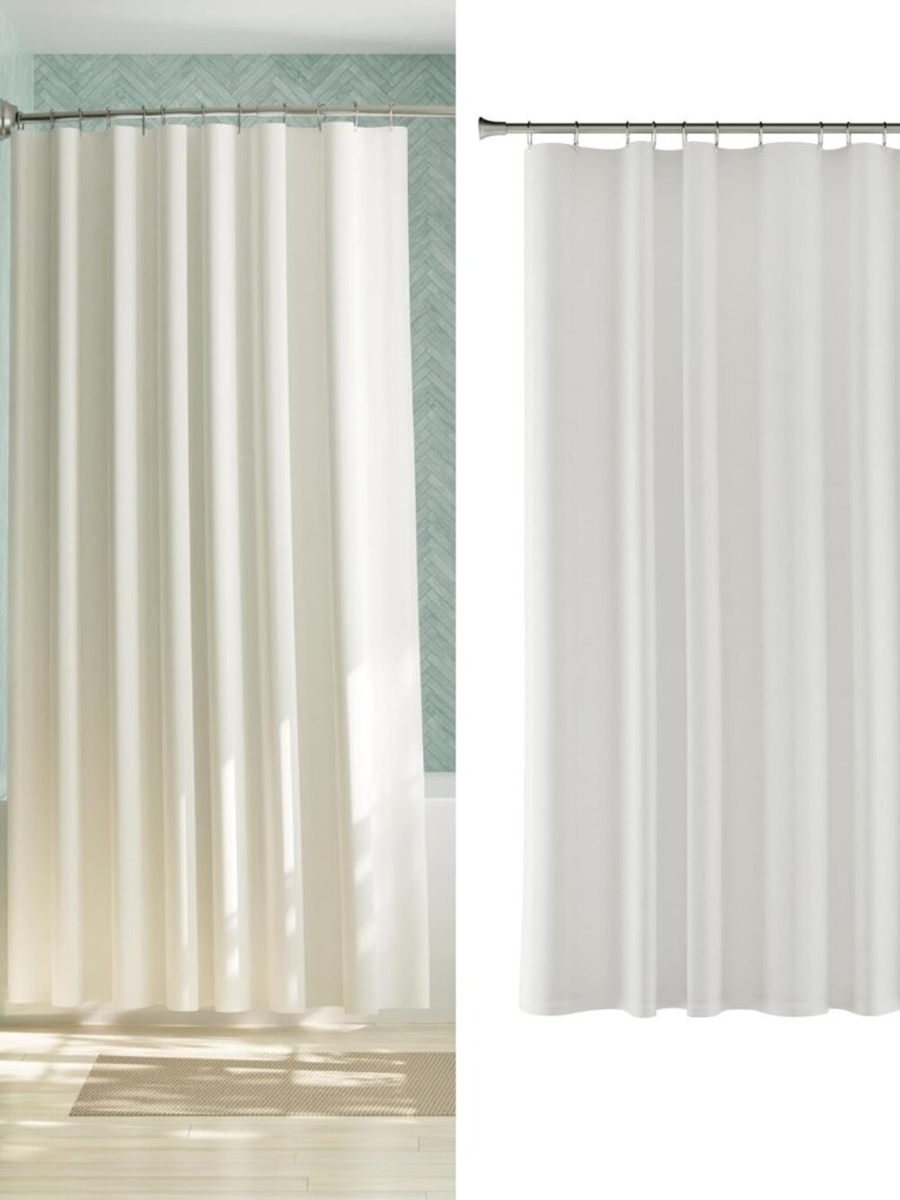 Zenna Home Fabric Shower Curtain Liner, Water Repellent Soft Microfiber Cloth